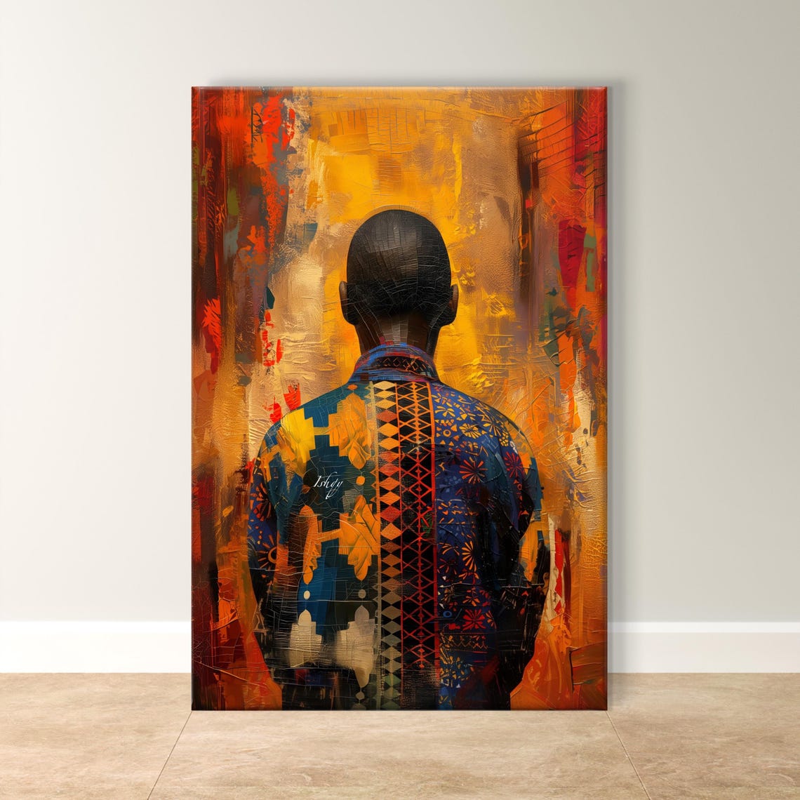 West African Man Dashiki Back Portrait Golden Warm Heritage Poster