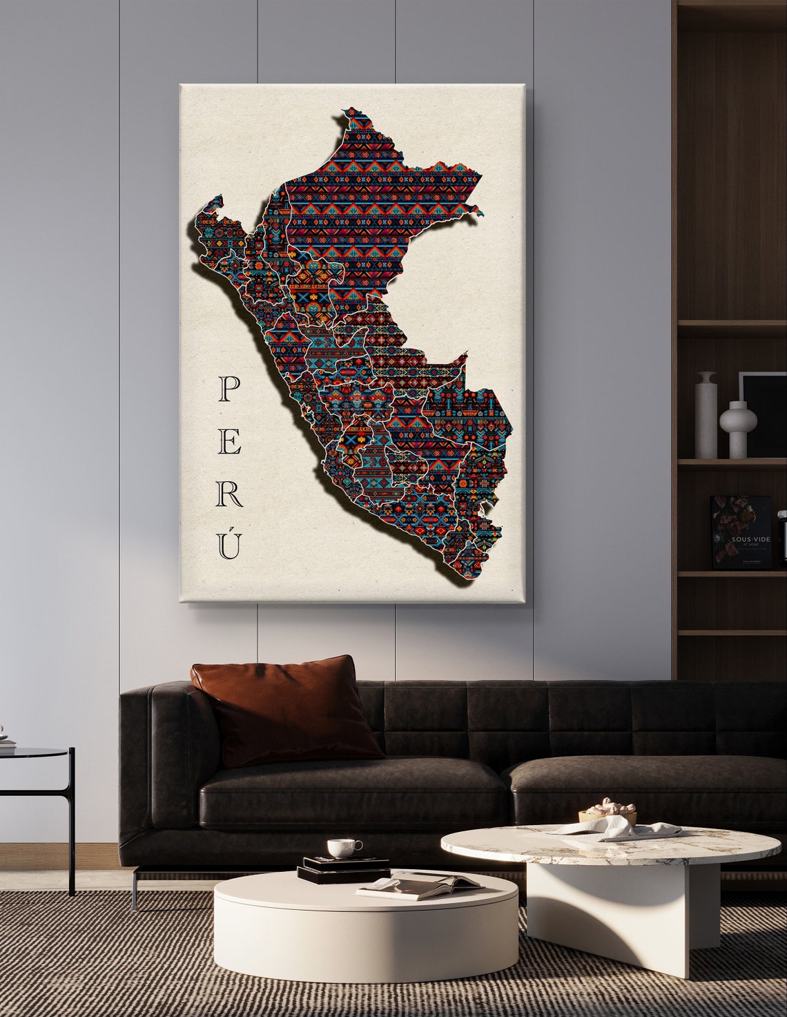 Peru Country Map Filled with Andean Textile Patterns Art Poster - Image 6
