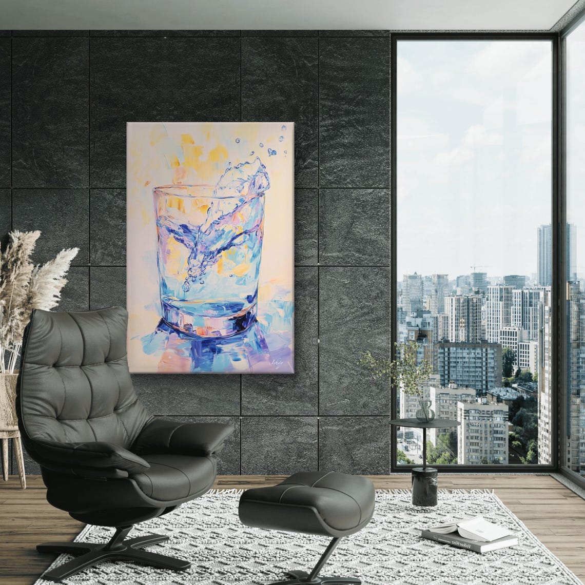 Dynamic Water Splash in a Glass Impressionist Painting Wall Poster - Image 4