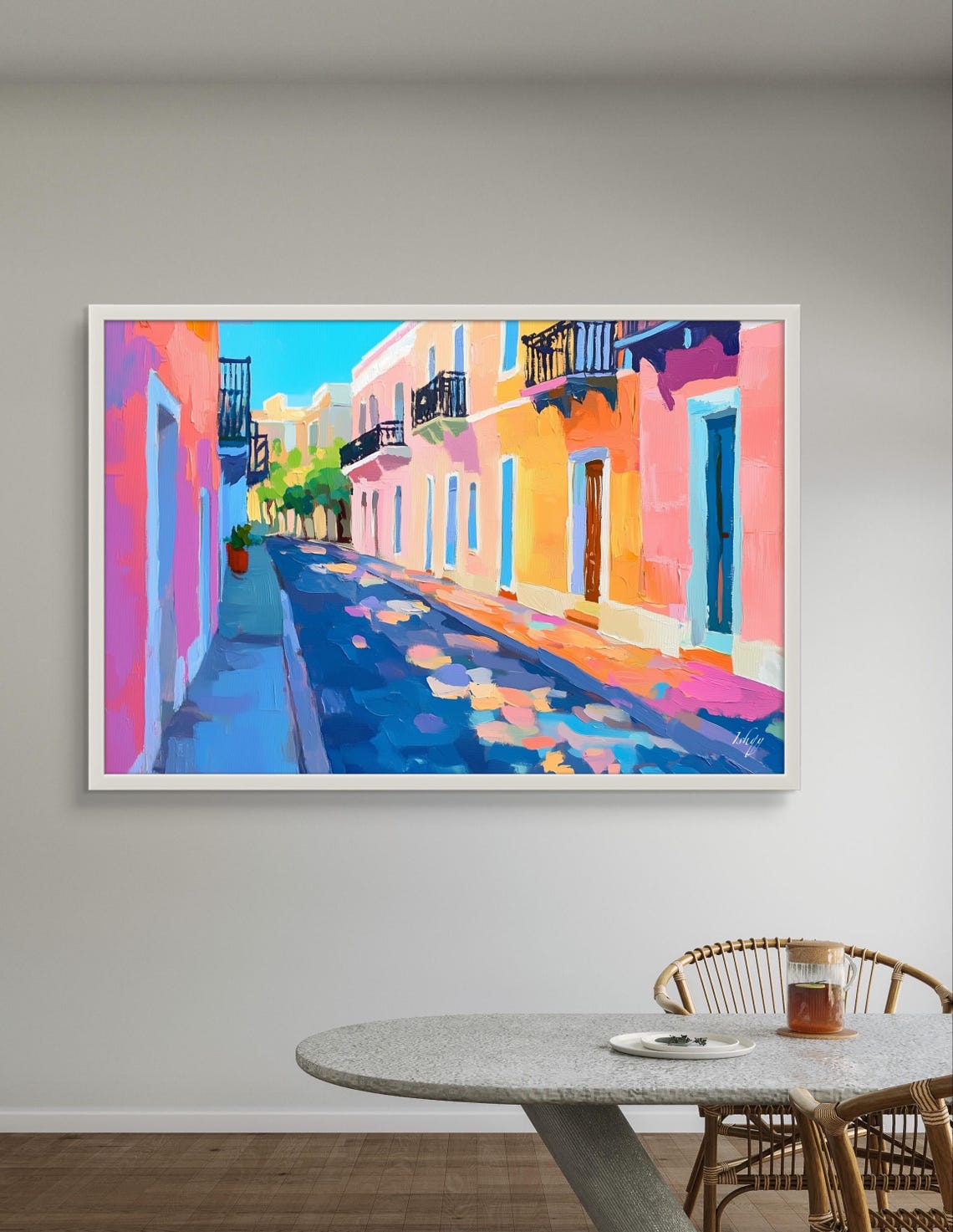 Old San Juan Colorful Colonial Street Cobblestone Lane Poster - Image 3