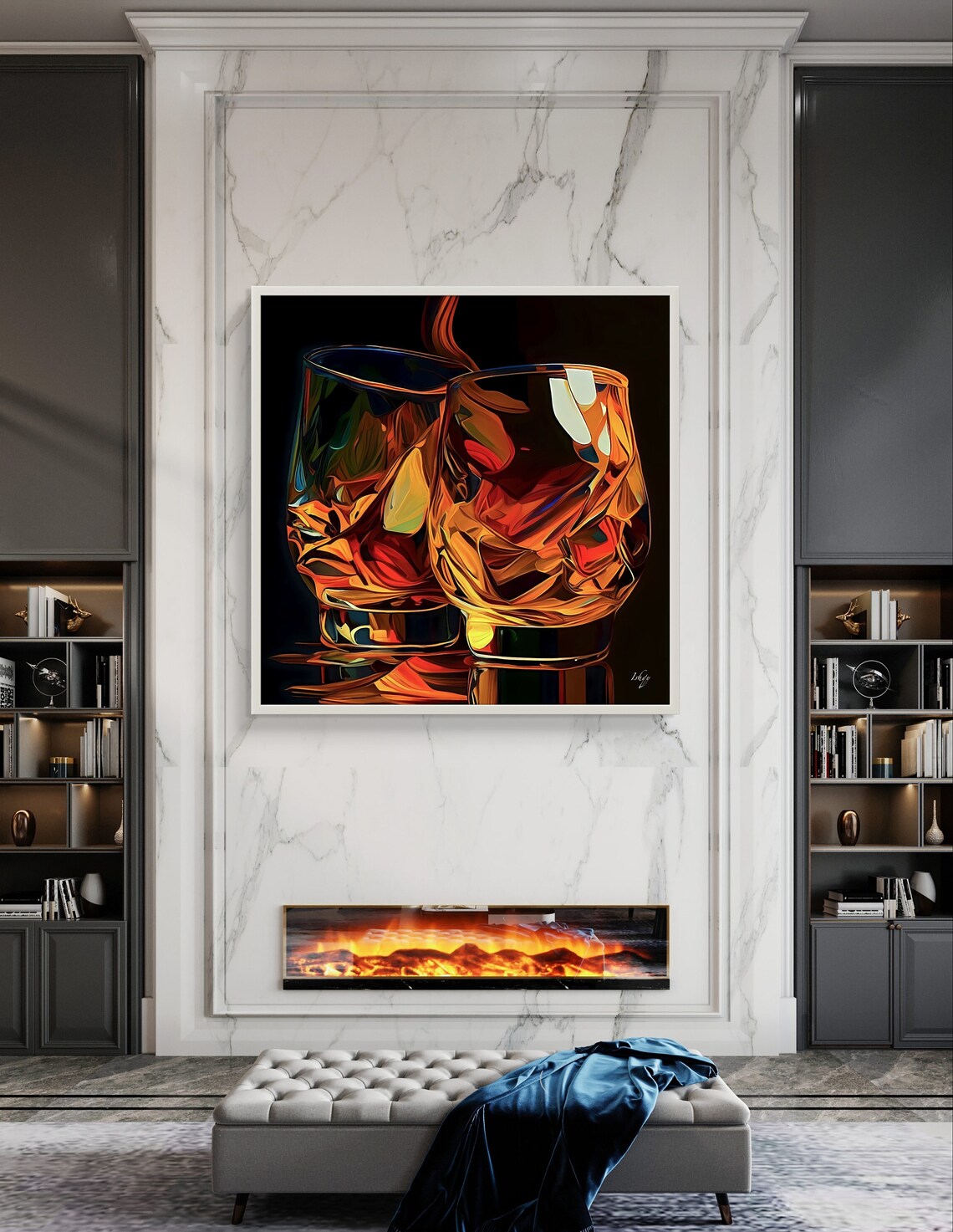 Abstract Whiskey Glasses Art Print, Home Decor - Image 5