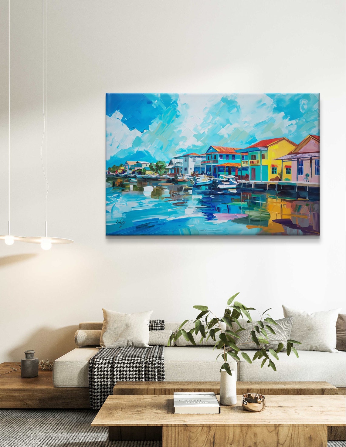 Belize City Caribbean Waterfront Vibrant Harbor Painting Art Poster - Image 6