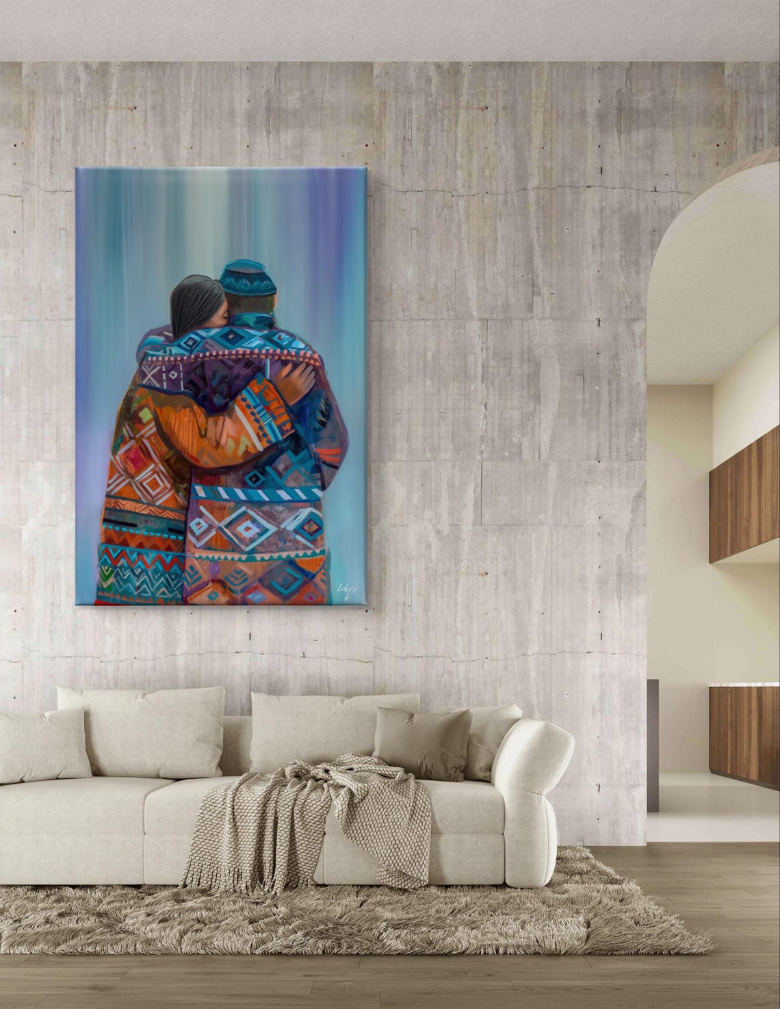 Sami Couple Northern Lights Arctic Winter Embrace Night Poster - Image 5