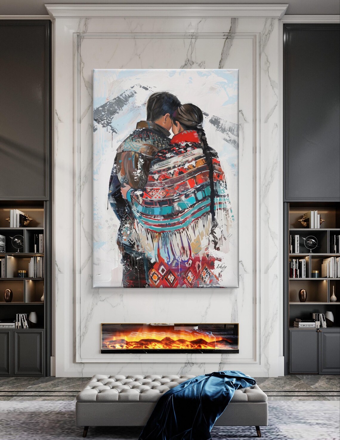Sami Couple Snowy Embrace Nordic Winter Love Heritage Poster - Image 4