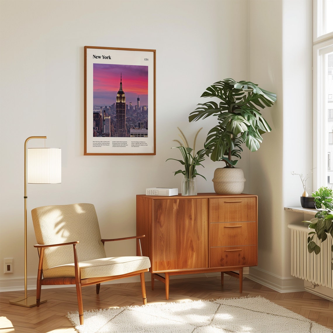 New York City Empire State Building Pink Sunset Skyline Poster - Image 3
