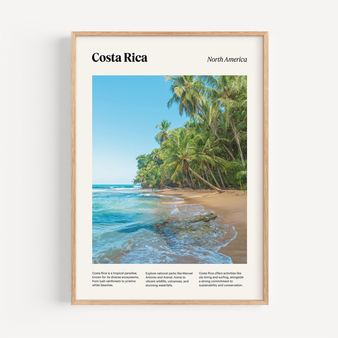 Costa Rica Palm Tree Tropical Beach Coastline Nature Scene Poster - Image 4