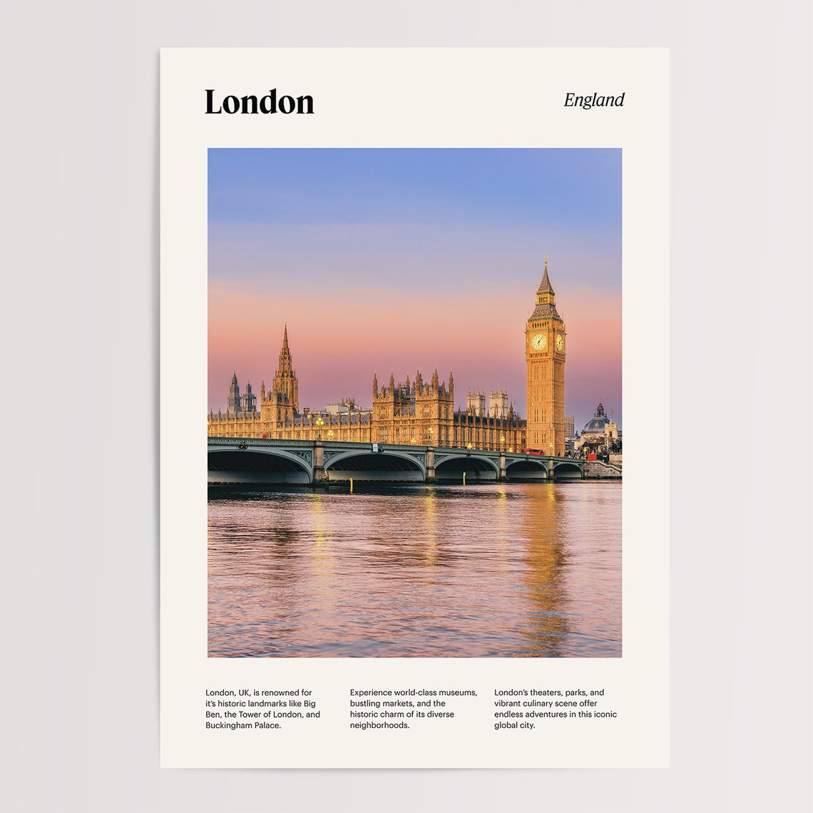 London England Big Ben And Parliament Sunset River View Poster - Image 4