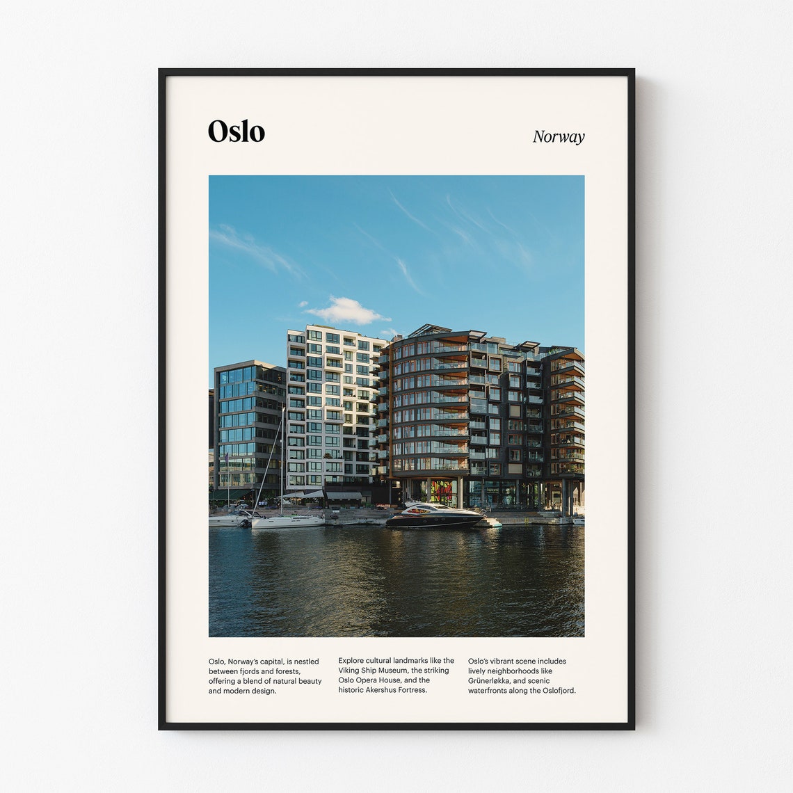 Oslo Travel Poster Oslo Skyline Print Norway Wall Art Scandinavian Decor Oslo Cityscape Nordic City Art Oslo Photograph