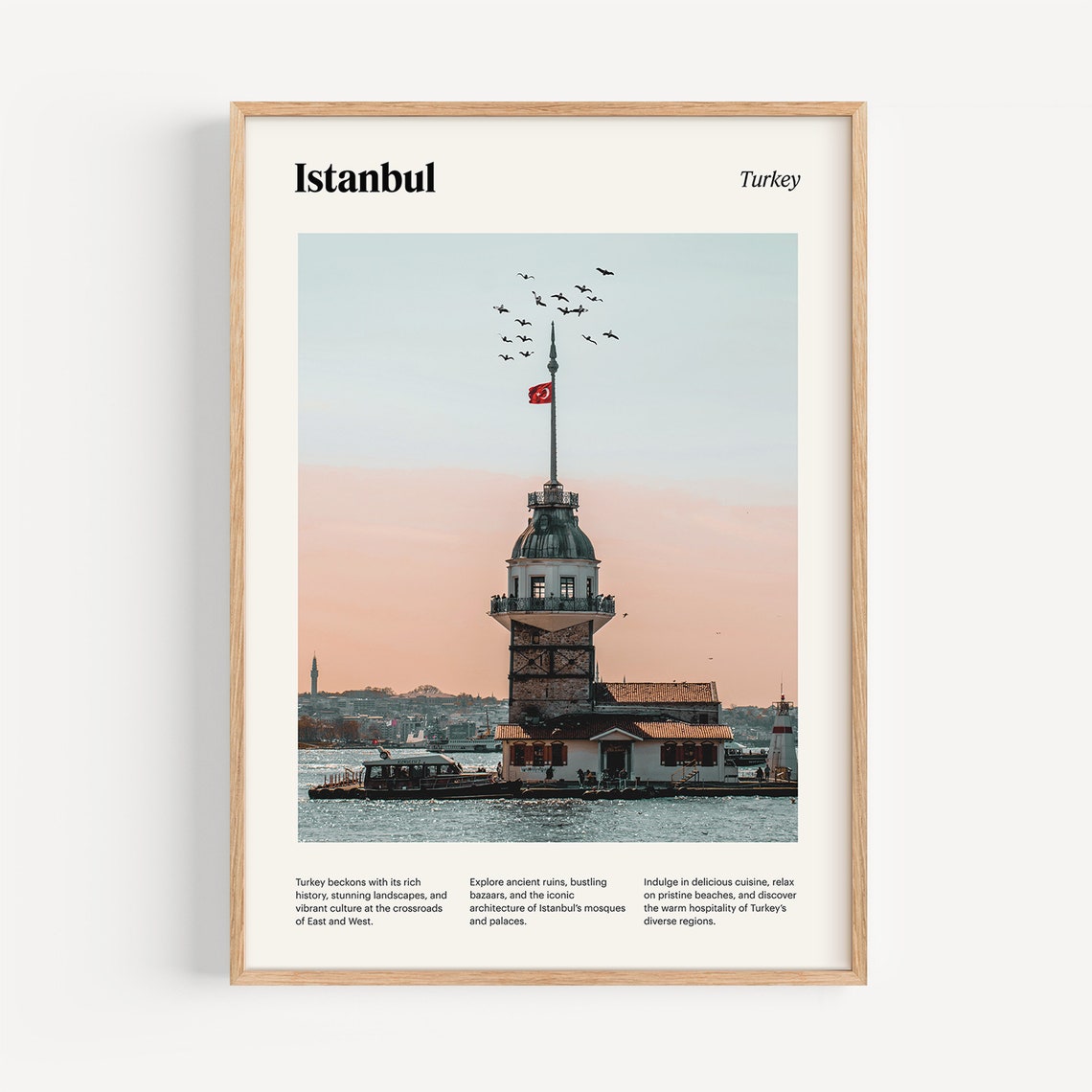 Istanbul Maiden Tower Sunset Bosphorus Sea Turkey Travel Poster - Image 4