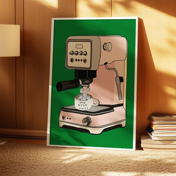 Retro Coffee Bar Decor Vintage Dopamine Wall Art
