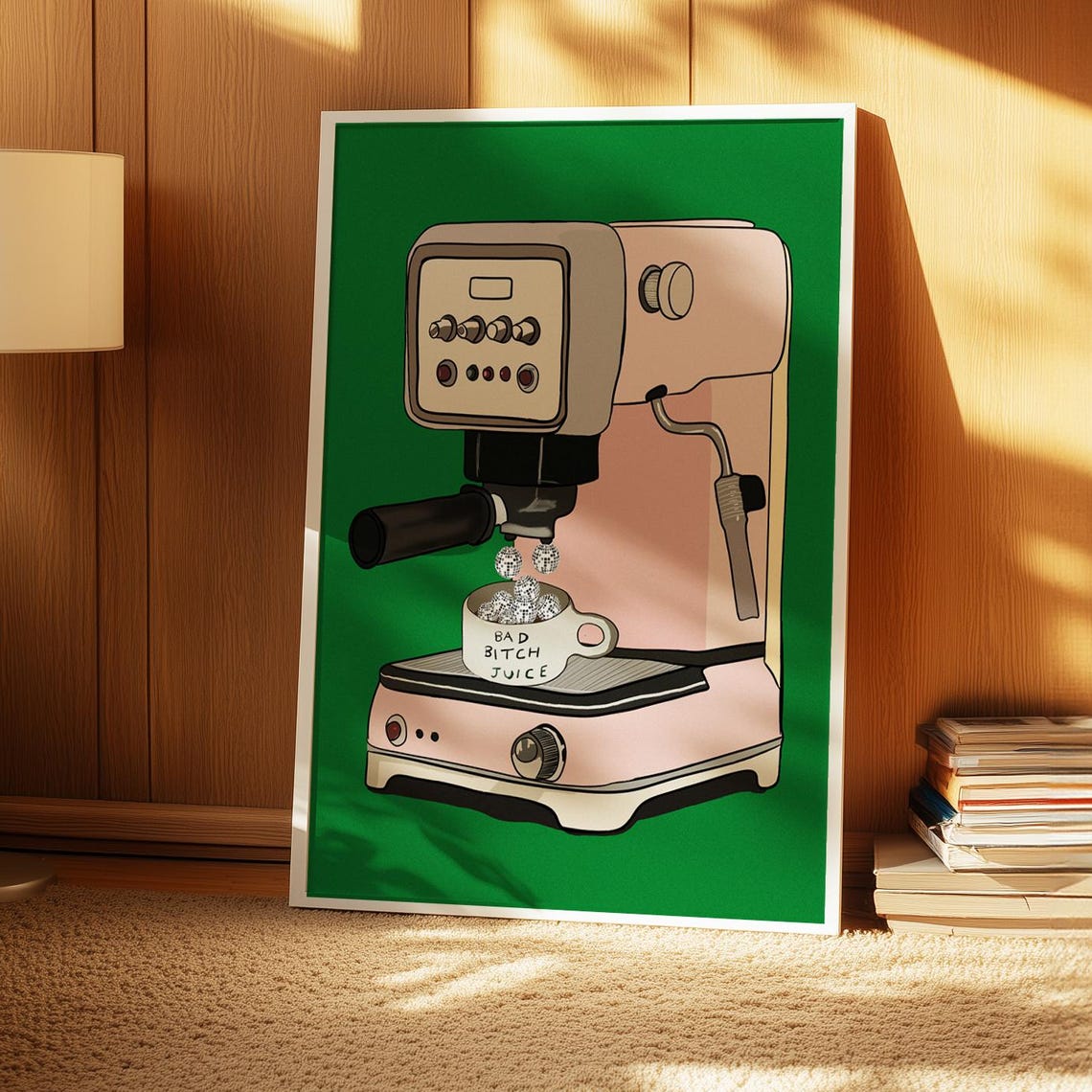 Bad Bitch Juice Retro Espresso Machine Dopamine Coffee Poster