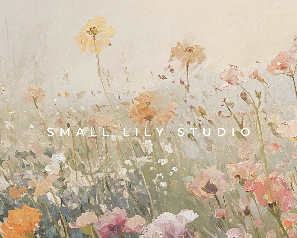 Wildflowers Wall Art Soft Vintage Style Painting Floral Landscape Print Pretty Pink Nursery Kids Room Girl Print Flowers P084 - Image 4