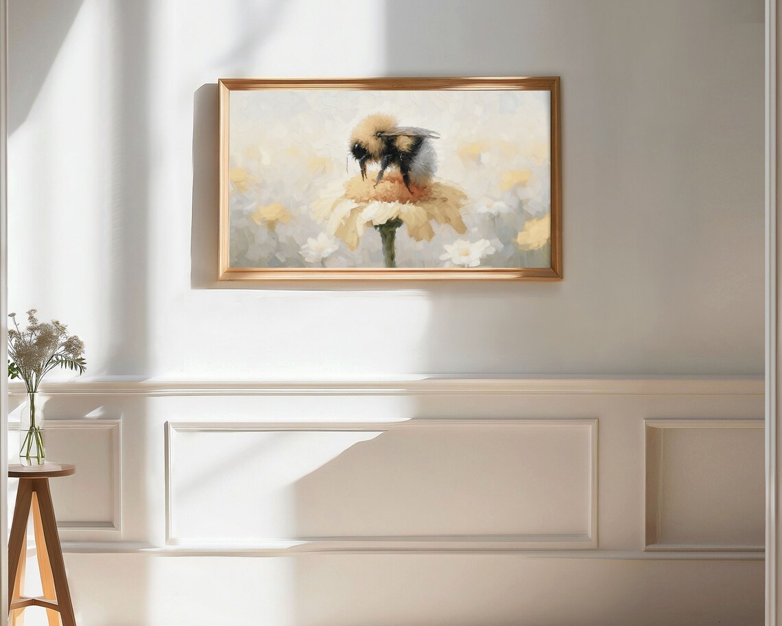 Cute Bee On Flower TV Art, Nursery Wall Art - Image 2