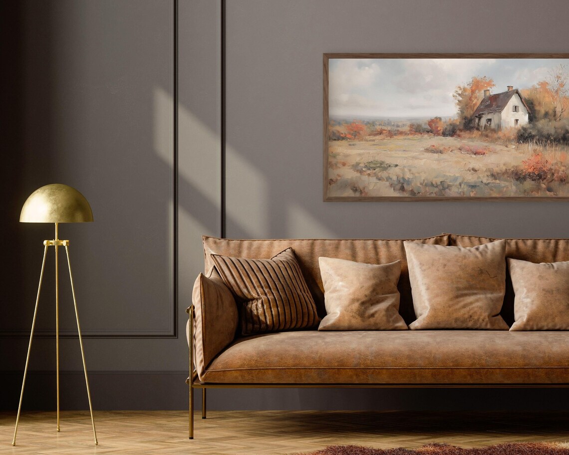 Autumn Country Cottage Fall Foliage Landscape Vintage Oil Painting Poster - Image 2