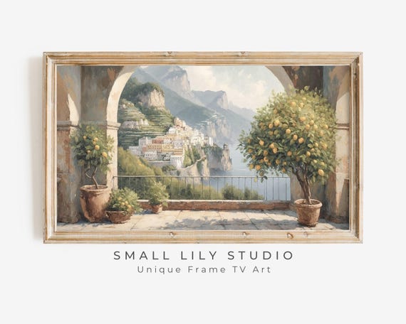 Summer Italian Terrace Lemon Tree, Amalfi Coast Art Print