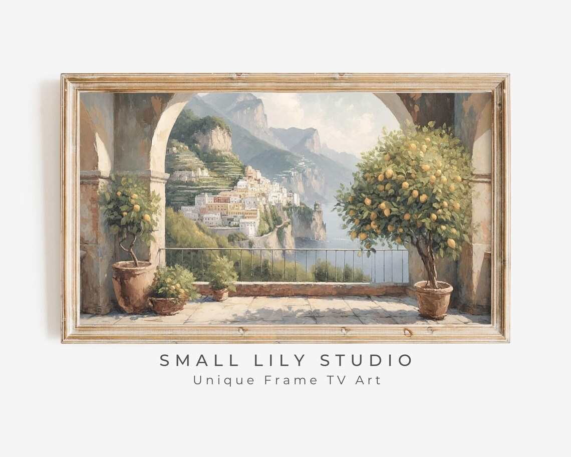 Summer Italian Terrace Lemon Tree, Amalfi Coast Art Print