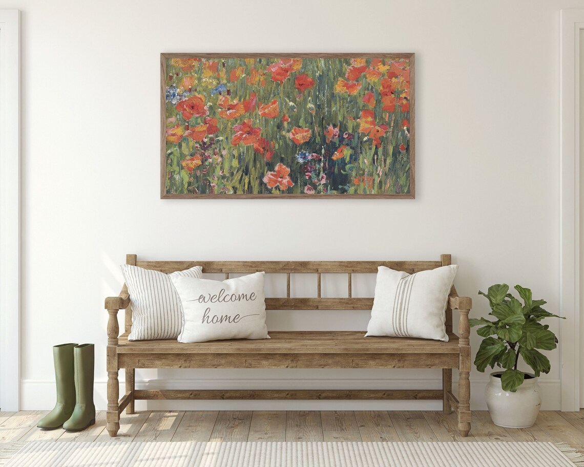 Red Poppies Field Vintage Floral Oil Painting Spring Garden Art Poster - Image 3