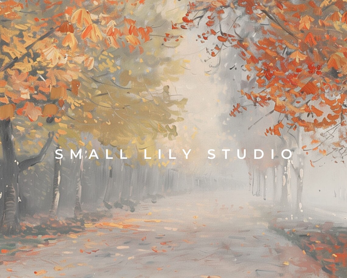 Misty Autumn Road Maple Trees Red Fall Foliage Vintage Painting Poster - Image 4