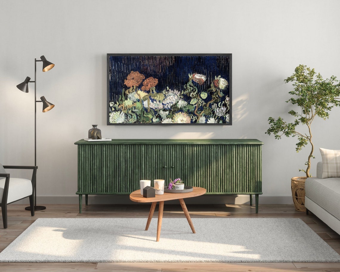 Frame Tv Art Dark Flowers Vintage Oil Painting Textured Dark Botanical Tv Artwork Antique Floral Tv Art Tv68 - Image 3