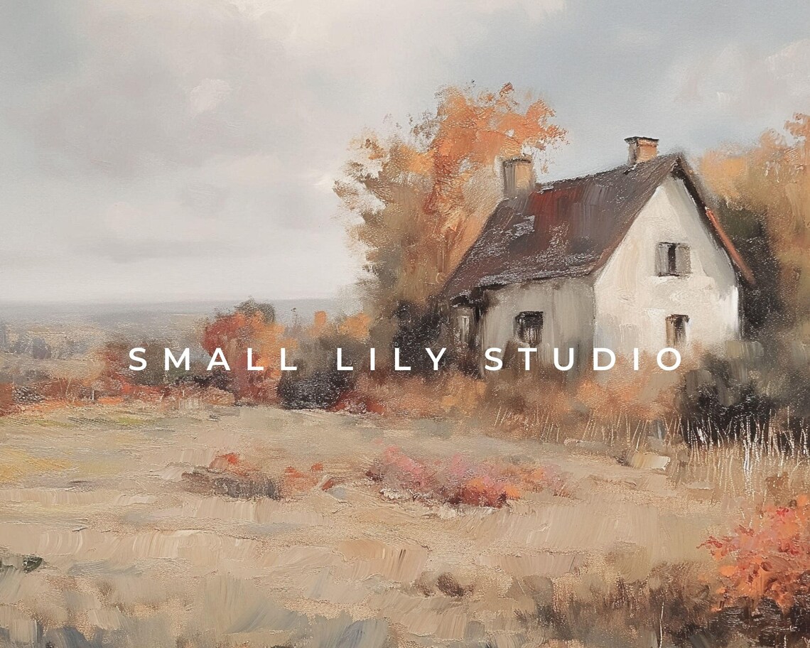 Autumn Country Cottage Fall Foliage Landscape Vintage Oil Painting Poster - Image 4