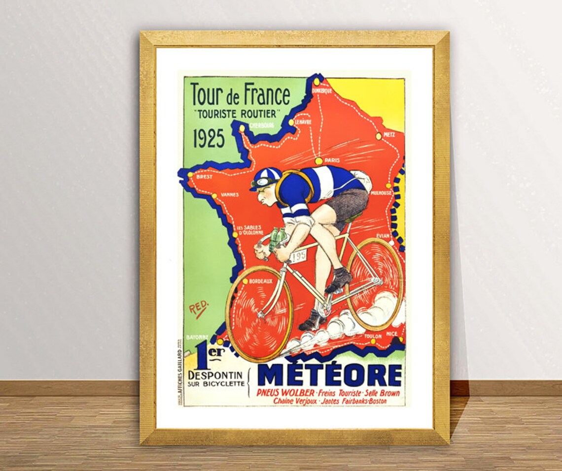 Meteore Tour De France 1925 Vintage Travel Poster