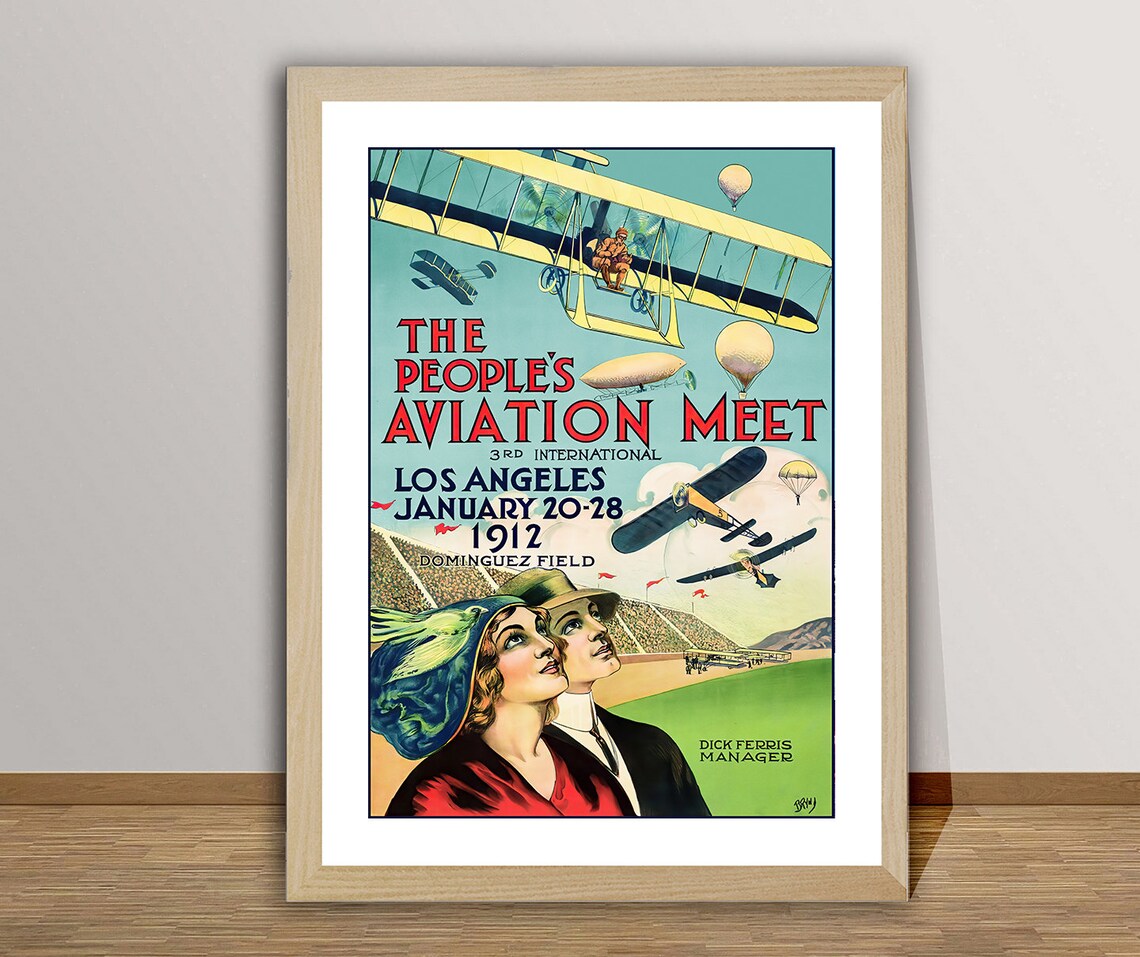 The Peoples Aviation Meet 1912 Los Angeles Biplane Airshow Poster - Image 2