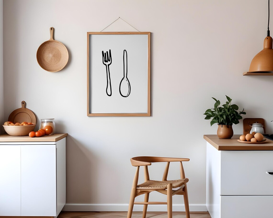 Fork And Spoon Poster Kitchen Decor Cute Kitchen Poster Trendy Wall Art Print - Image 4