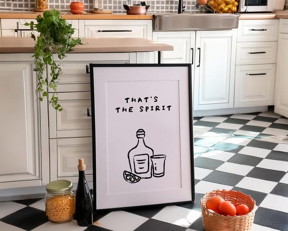 Aesthetic Kitchen Decor Trendy Bar Cart Prints Kitchen Wall Art Thats The Spirit Kitchen Poster