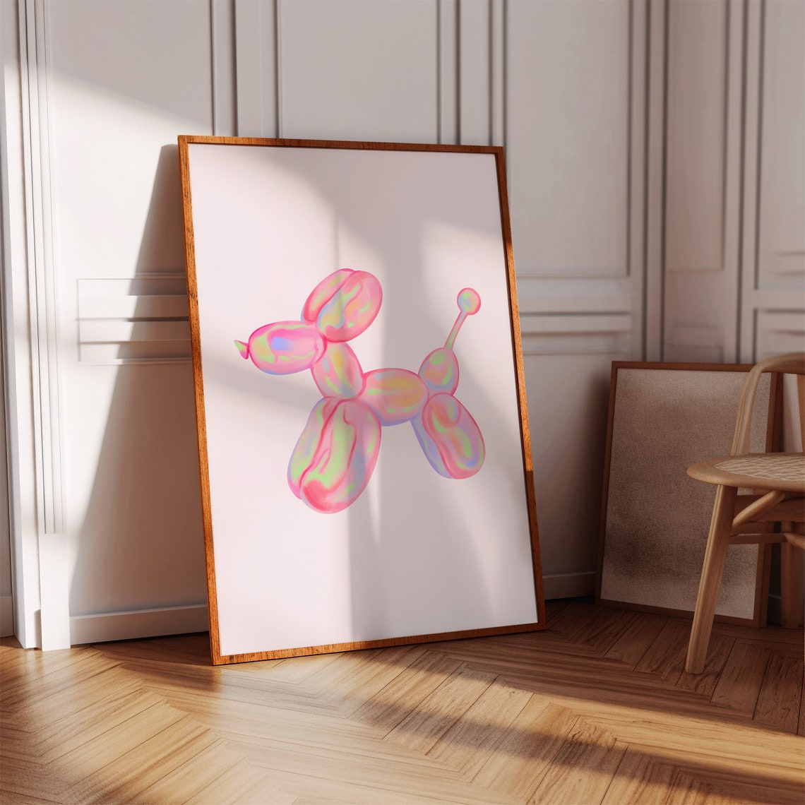 Pink Iridescent Balloon Dog Pop Art Glossy Trendy Room Poster - Image 3