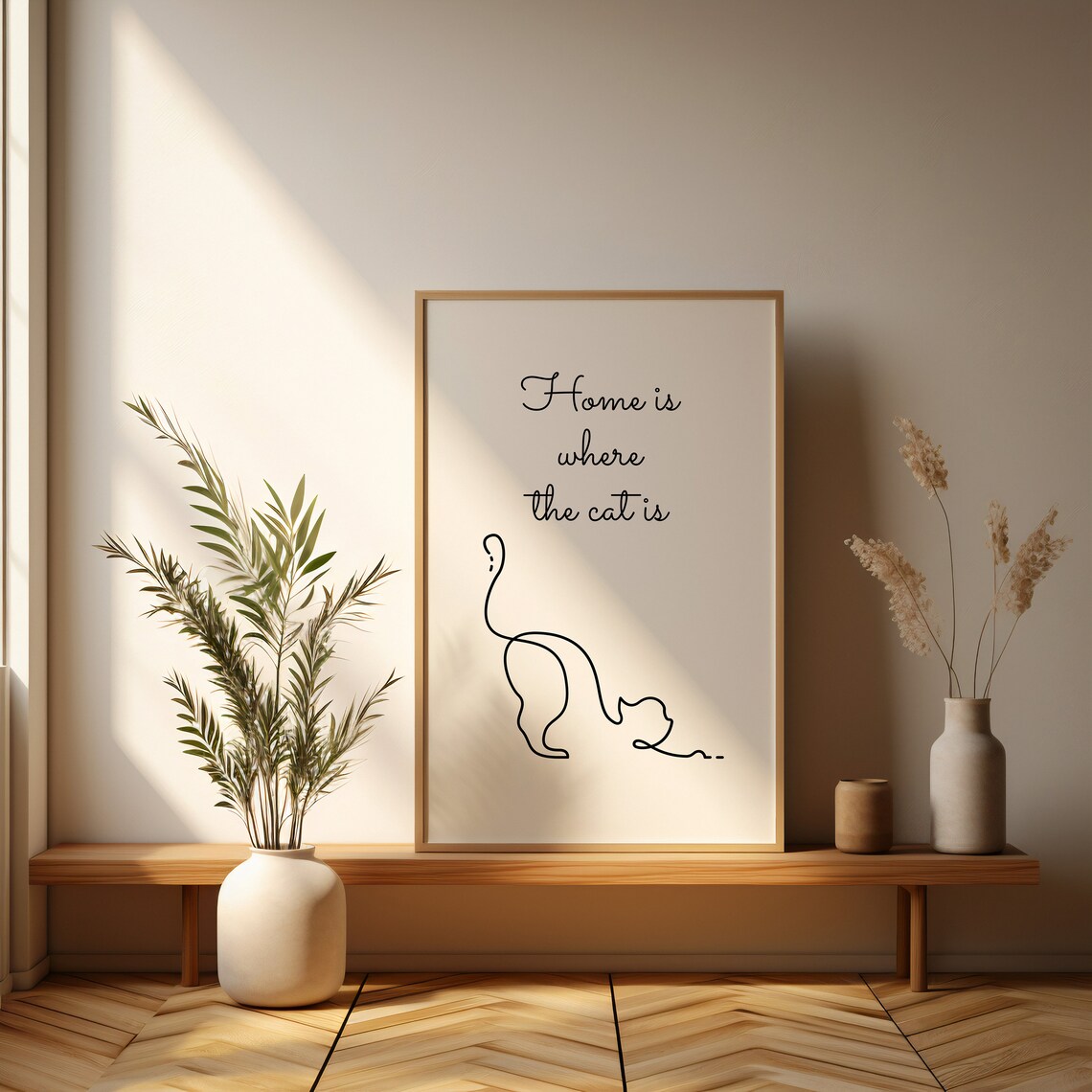 Line Art Cat Drawing, Minimalist Modern Decor - Image 4