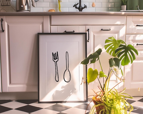 Fork And Spoon Poster Kitchen Decor Cute Kitchen Poster Trendy Wall Art Print