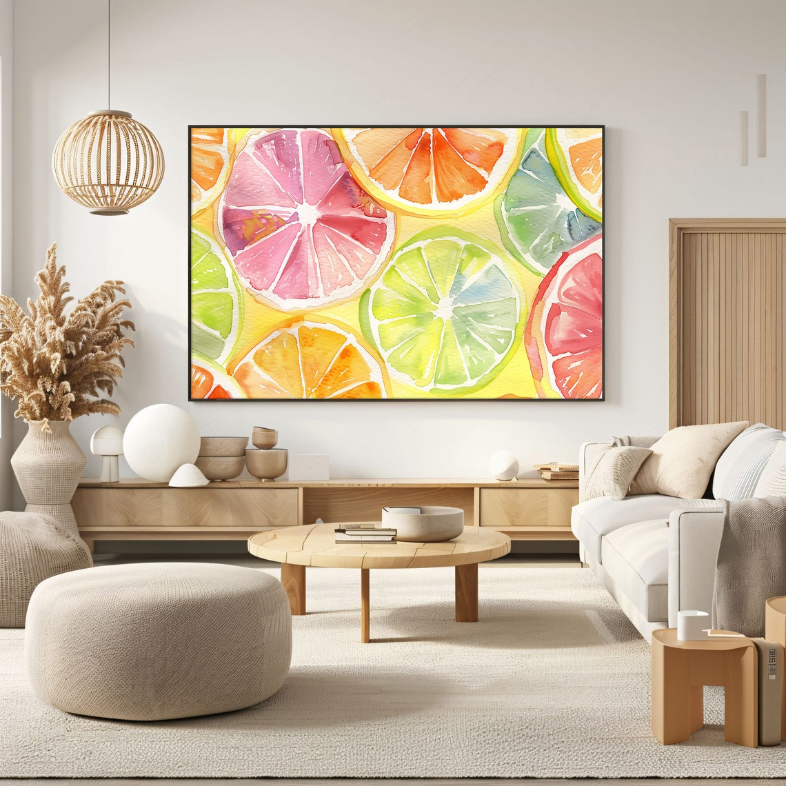Watercolor Citrus Fruit Slices Orange Lime Lemon Colorful Art Poster - Image 2