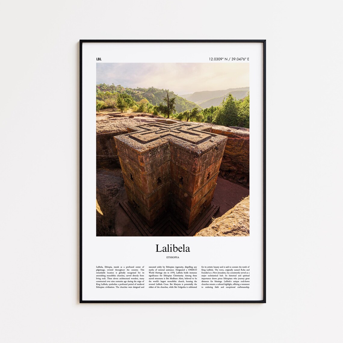 Lalibela Ethiopia Rock Hewn Church UNESCO Minimalist Travel Poster