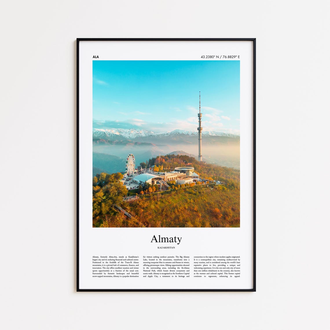 Almaty Kazakhstan TV Tower Ferris Wheel Mountain View Poster