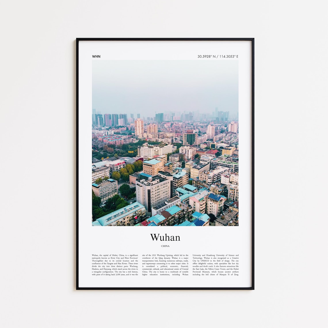 Wuhan China Modern Urban Skyline City Aerial Photo Travel Poster