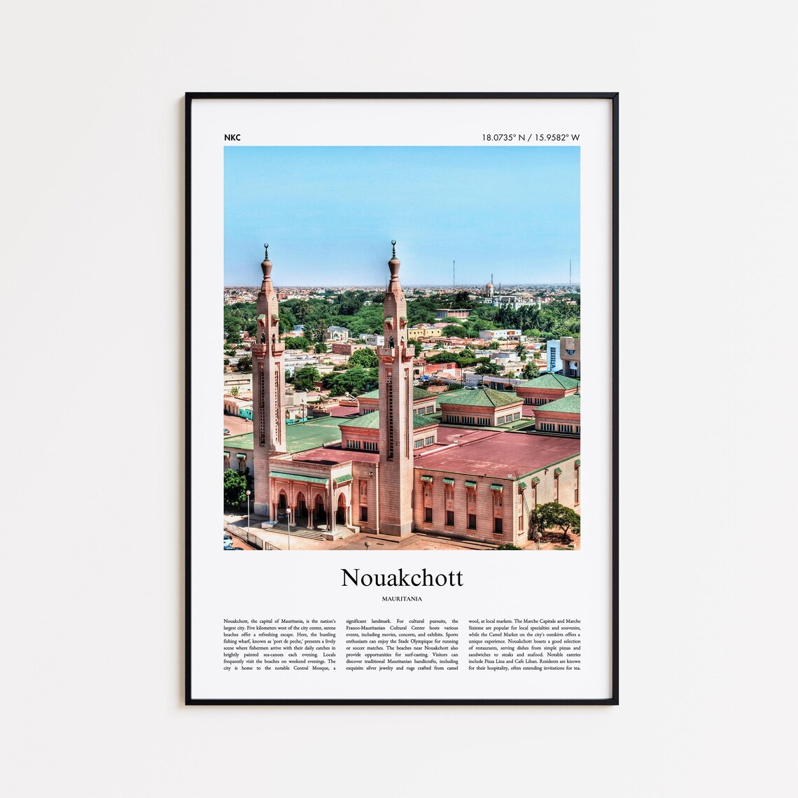 Nouakchott Mauritania Mosque Aerial Color Travel Photo Poster
