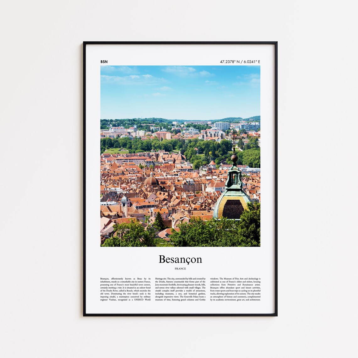 Besancon France Old Town Rooftops Historic City Color Photo Poster