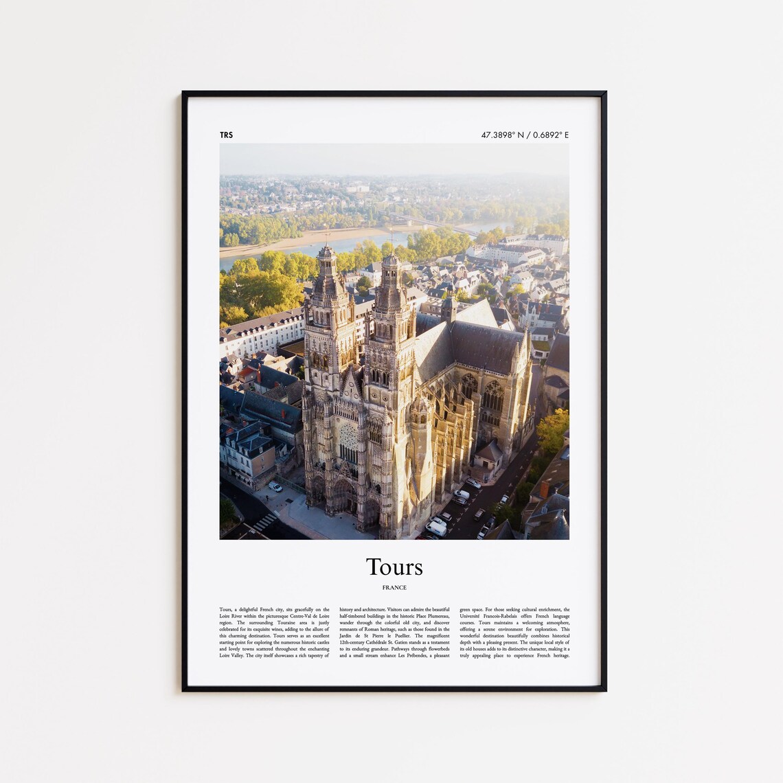Tours France Loire Valley Cathedral Saint Gatien Aerial Photo Poster