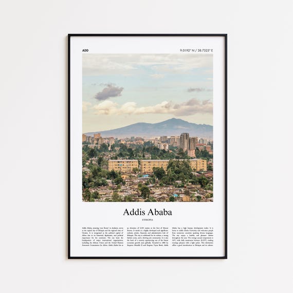 Addis Ababa Color Print Real Photo Poster Travel Gift Ethiopia Minimal City