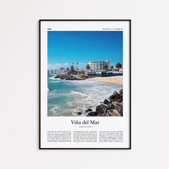 Via Del Mar Color Print Real Photo Poster Vina Travel Gift Valparaso Chile Minimal