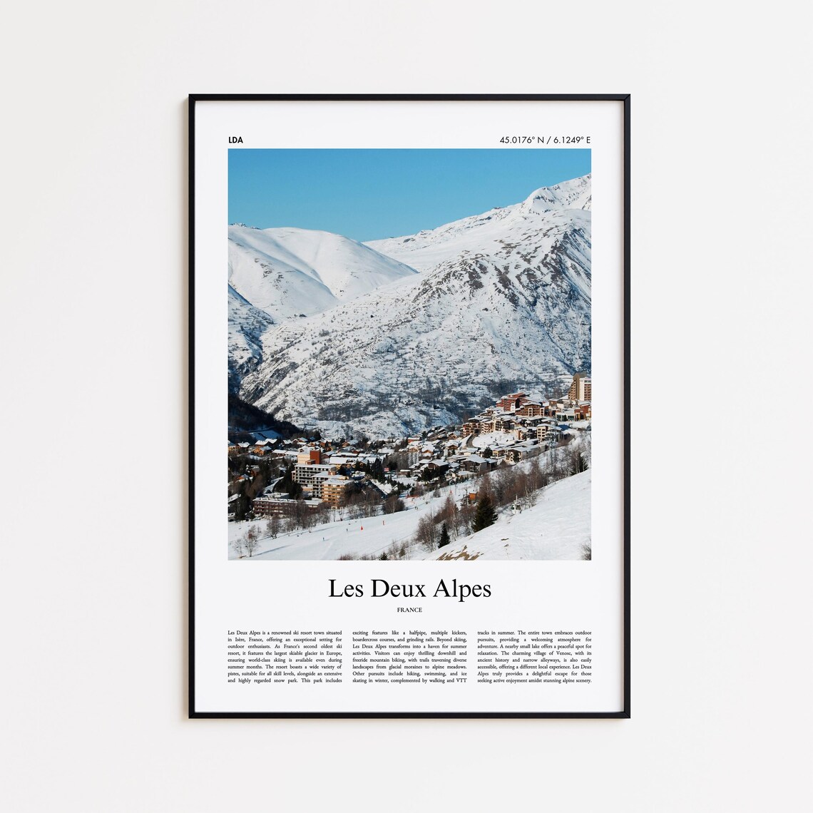 Les Deux Alpes France Snowy Ski Resort Village Photo Travel Poster