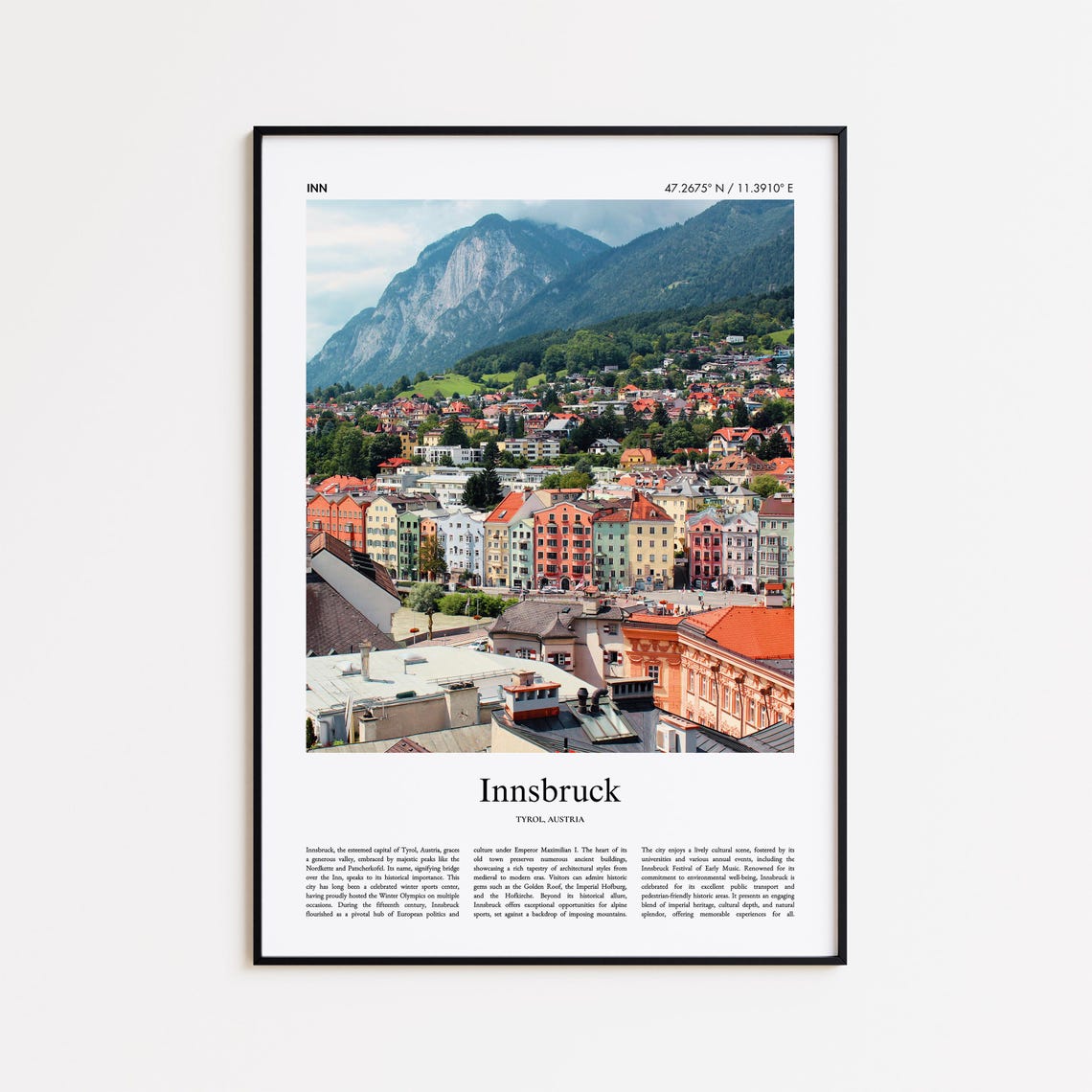 Innsbruck Austria Alpine Old Town Mountain View Travel Poster