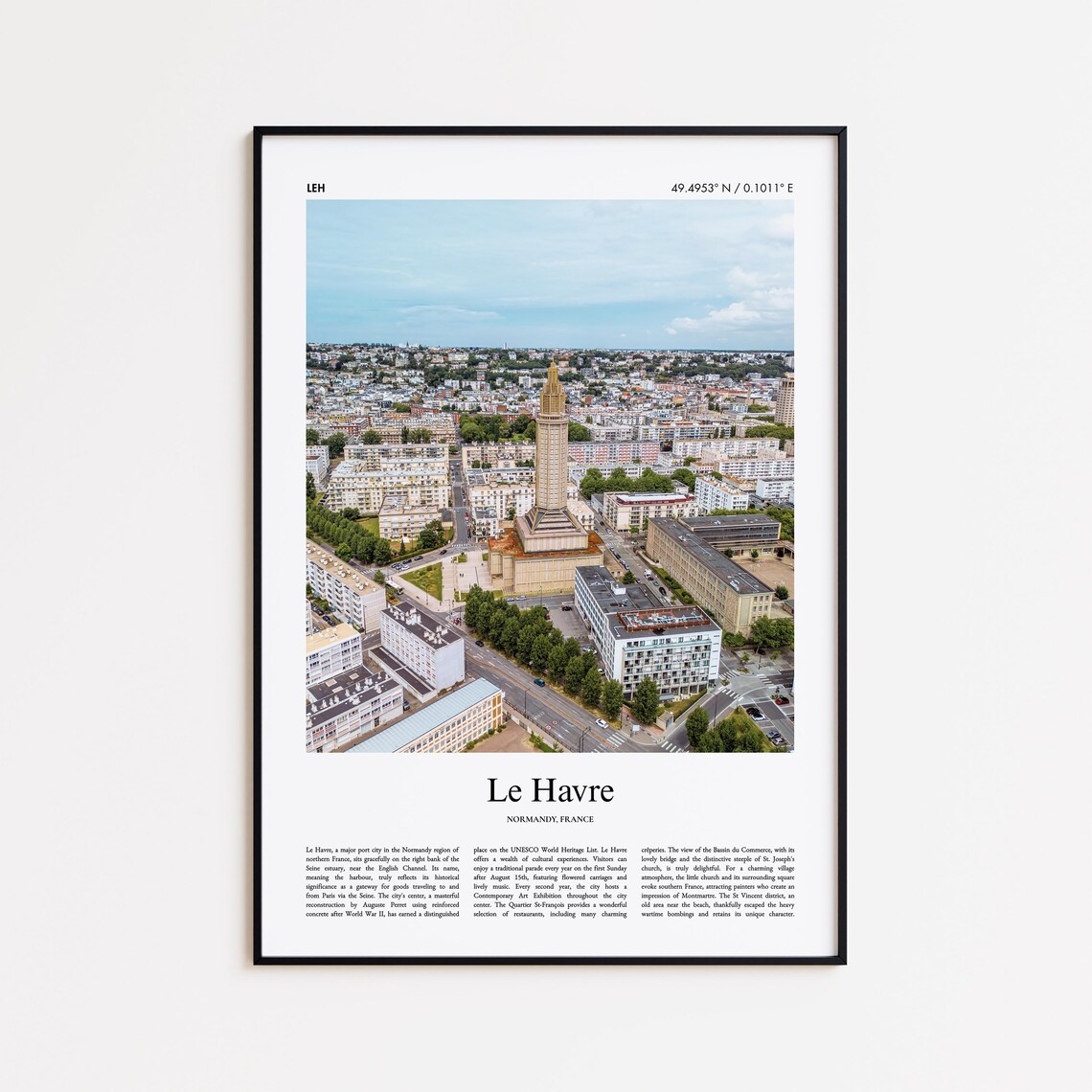 Le Havre Color Print, Minimal City Travel Poster