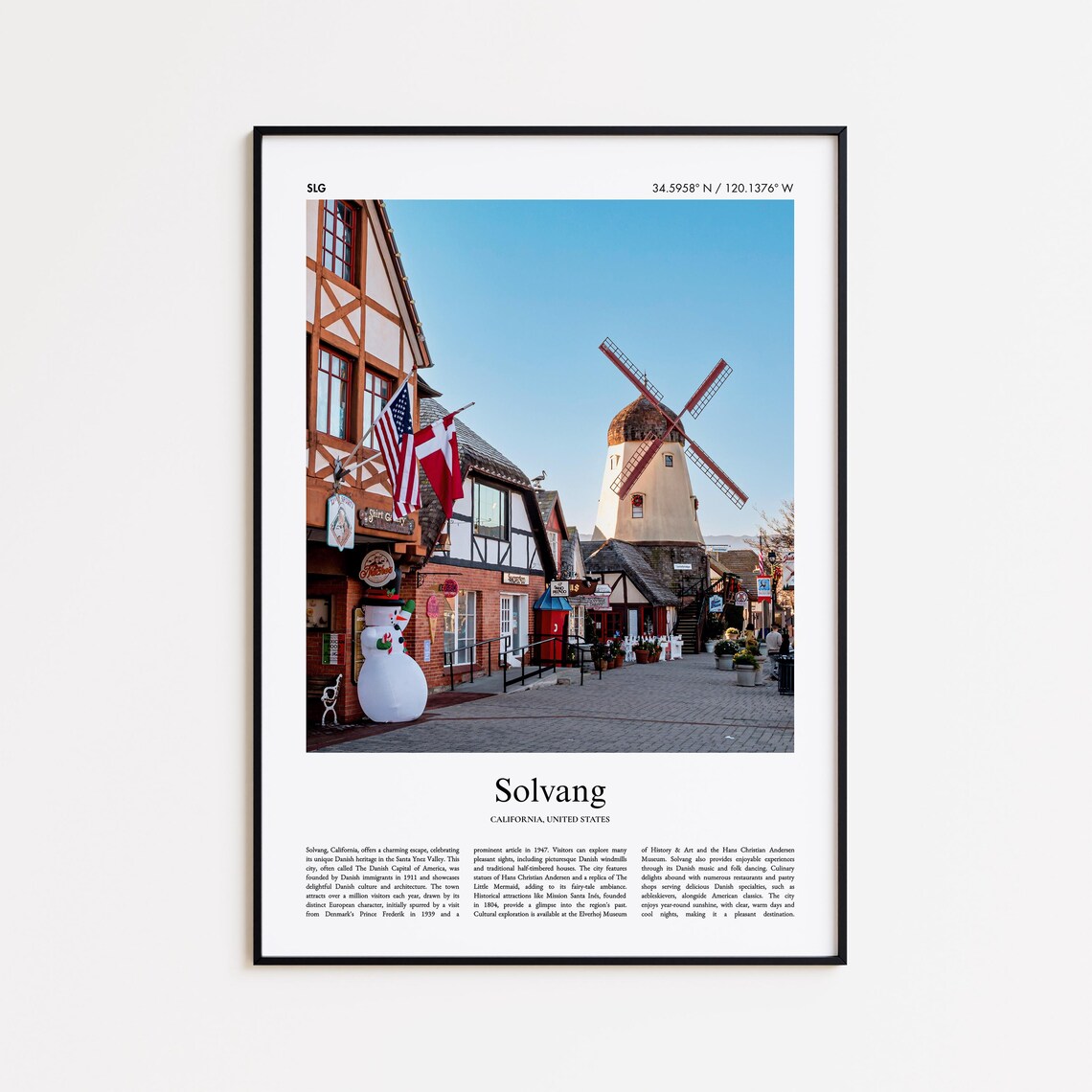 Solvang California Danish Village Windmill Travel Photo Poster