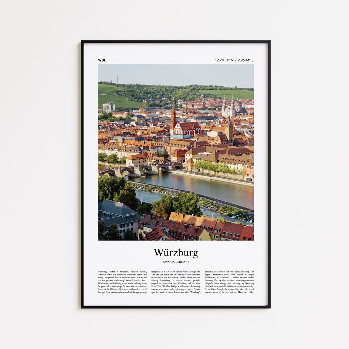 Würzburg Bavaria Germany Old Bridge River View Travel Poster