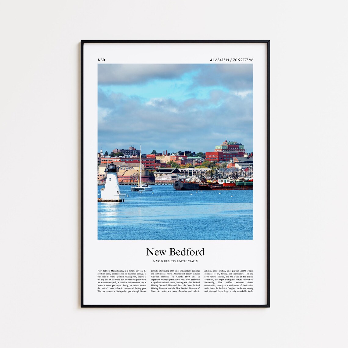 New Bedford Travel Poster, Massachusetts Wall Art Print