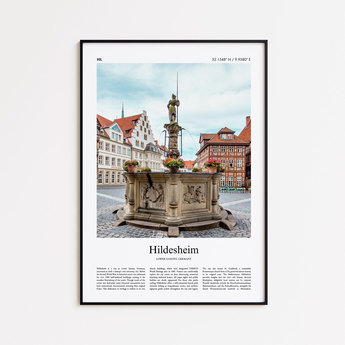 Hildesheim Germany Roland Fountain Marktplatz Travel Photo Poster