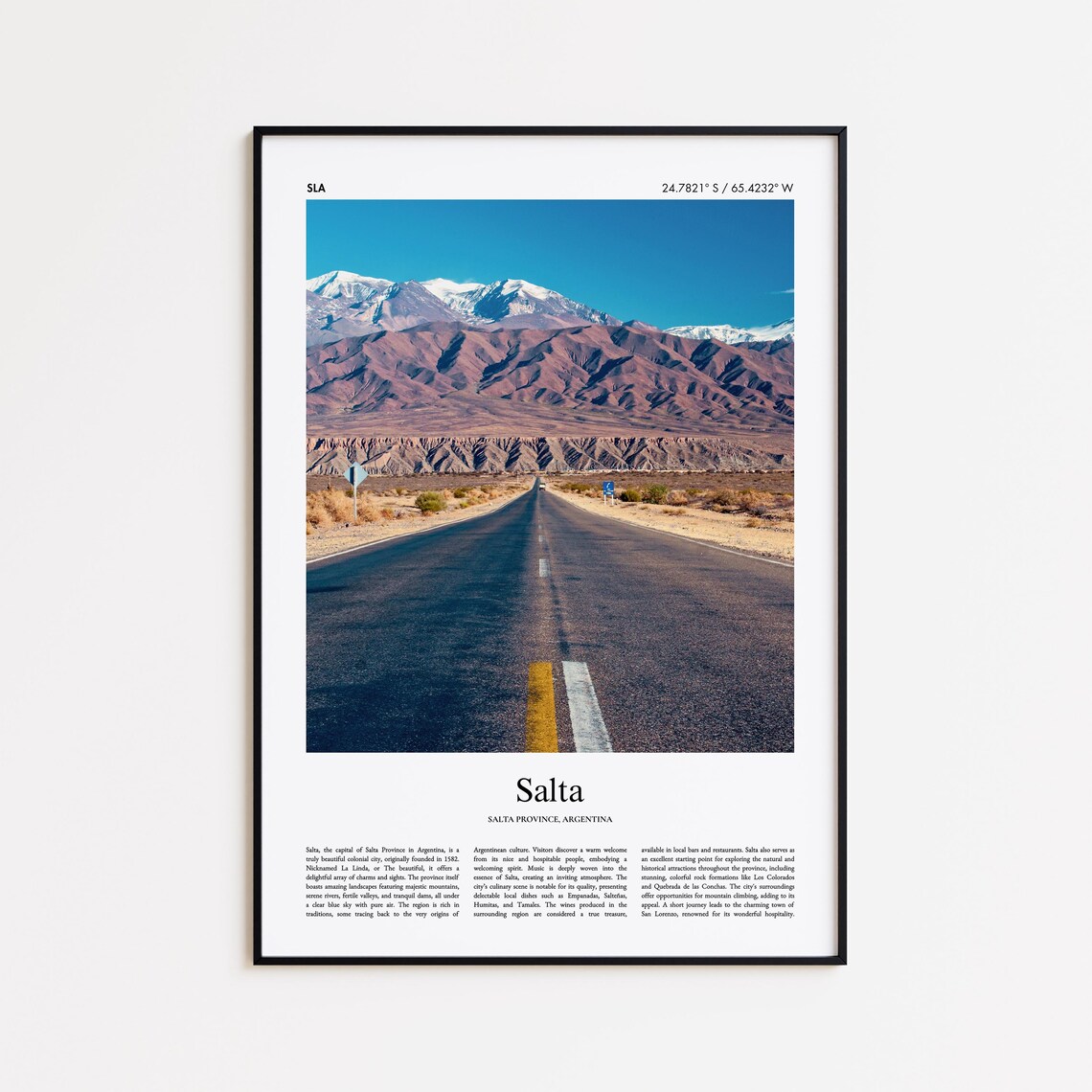 Salta Argentina Andes Mountain Desert Road Adventure Travel Poster