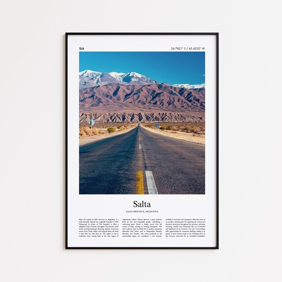 Salta Color Print Real Photo Poster Travel Gift Province Argentina Minimal City