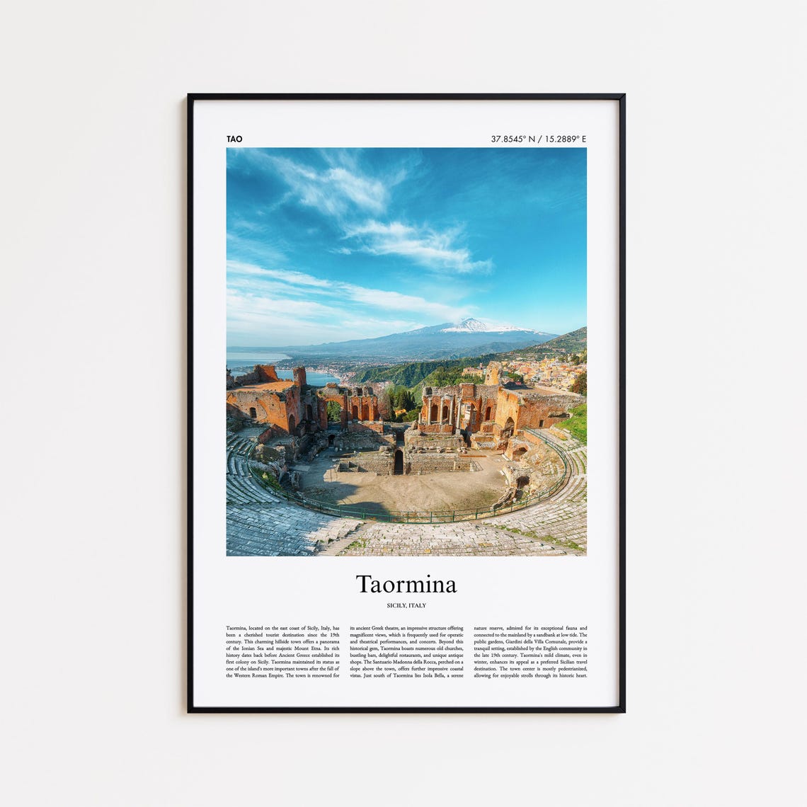 Taormina Sicily Ancient Greek Theatre Mount Etna View Poster